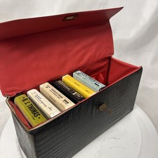 Vintage 8 Track Faux Black Leather Carrying Case With 6 Various Artist