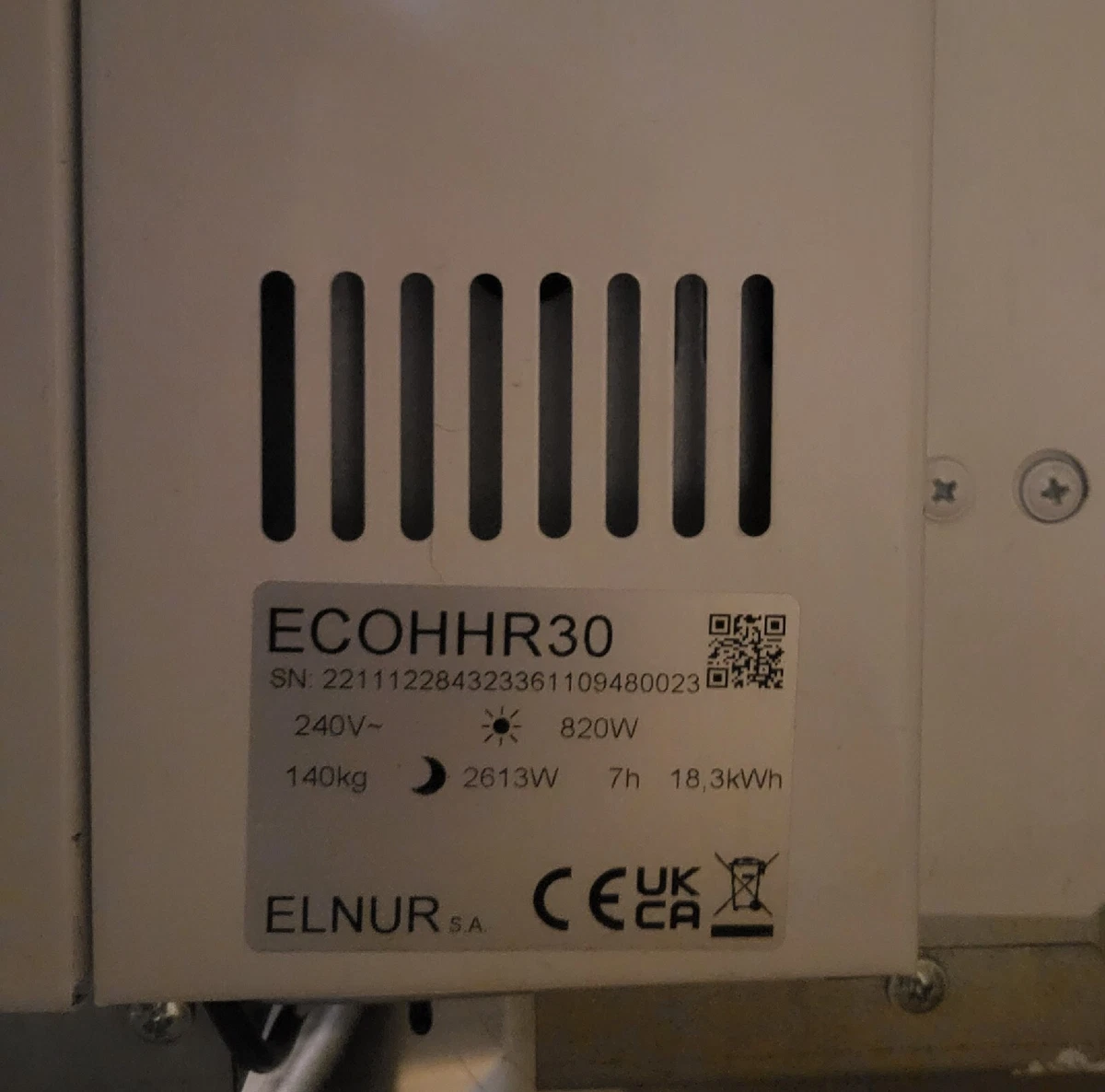 Elnur Ecombi ECOHHR30 - High Retention Storage Heater - White 8432336110948  | eBay