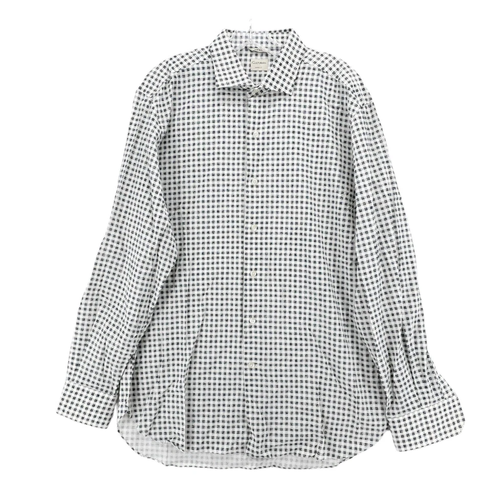 NUEVO CON ETIQUETAS CULTURATA Camisa Abotonada Negra Blanca Patrón Geométrico Talla XL 17.5 - 44 Foto 2 de 4