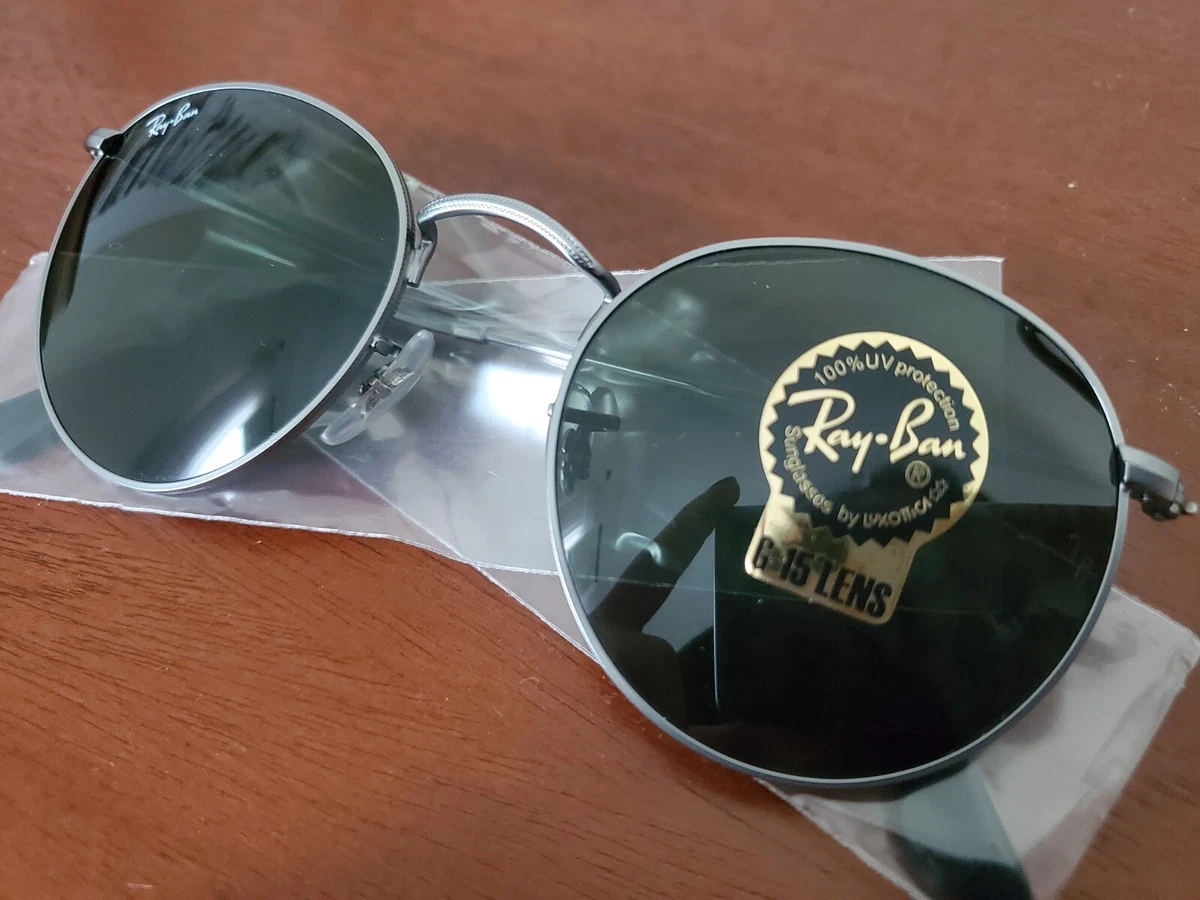 Authentic NWT Ray Ban RB3447 Round Metal Sunglasses 50 21 Gunmetal