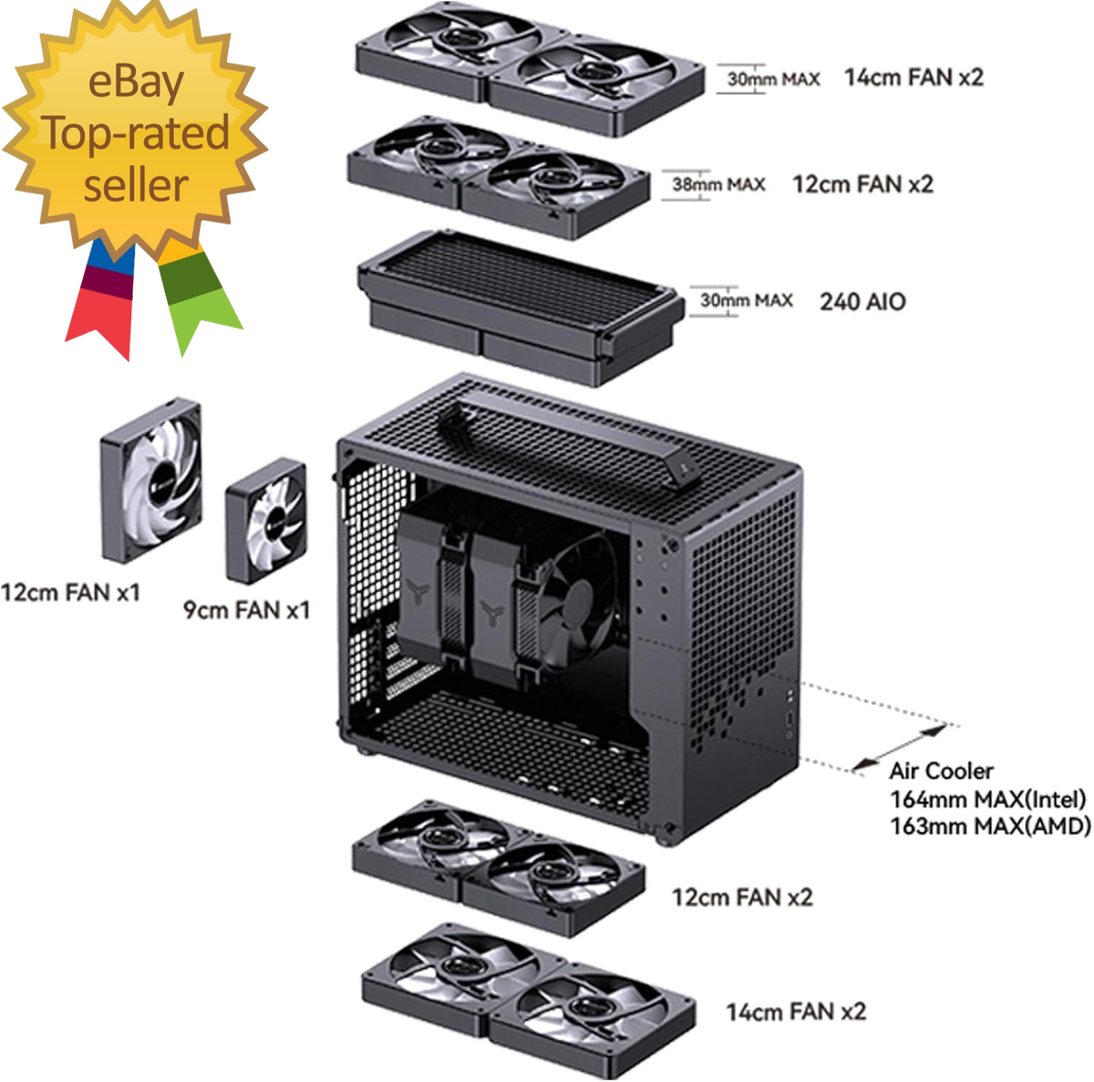 Juice Box Computer ATX Mid Tower PC Case | Supports 360mm Radiator, Back-Plug MB ...