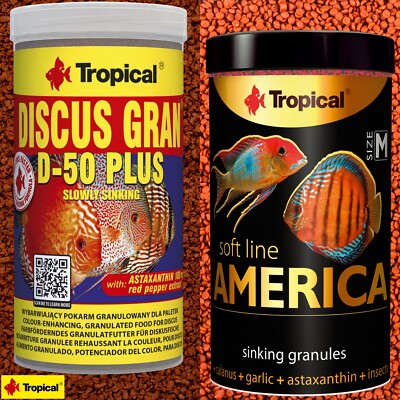 Tropical Discus Gran D-50 Plus + Soft Line America M 2x250ml Aquarium Diskus