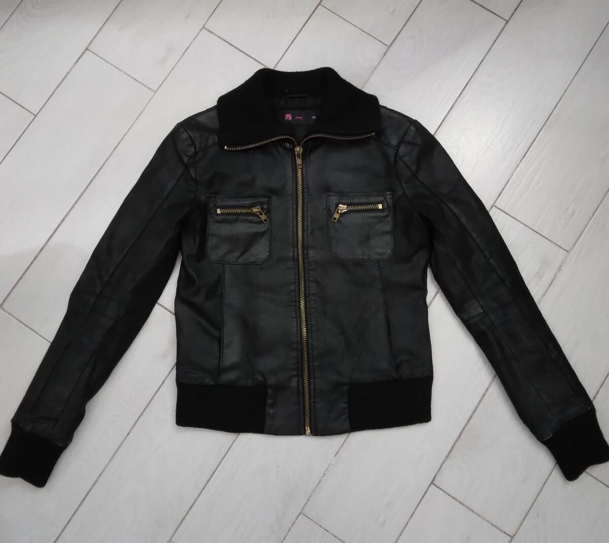 OVS Genuine Leather Jacket Used Women BLACK Size 42 XYC1053L OVS Genuine Leather Jacket Used Women BLACK Size 42 XYC1053L