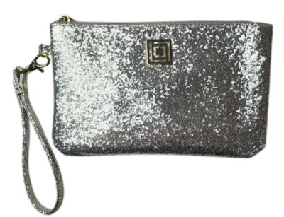 Liz Claborne Silver Glitter Wrist Wallet Phone Charger Battery USB Adapters Club