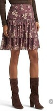 Woman  s Lauren Ralph Lauren Floral Ruffled Layered Georgette Skirt 8 Petite NWT