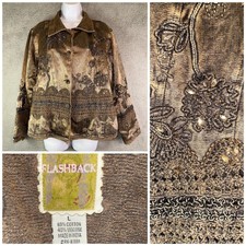 Flashback Vintage Jacket Women's Large Floral Embroidered Crochet Beaded Coat