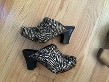 Dansko Clogs/mules In Size 38. Cream And Black Animal Hair, Zebra Print.