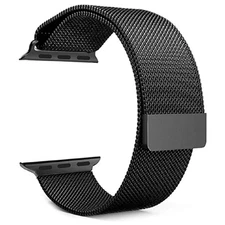 Magnetic Black Milanese Loop Band Replacement Strap for Apple Watch All Sizes