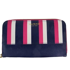Isaac Mizrahi Cosmetic Case Makeup Bag Pink Blue Zipper Brush Holders Travel