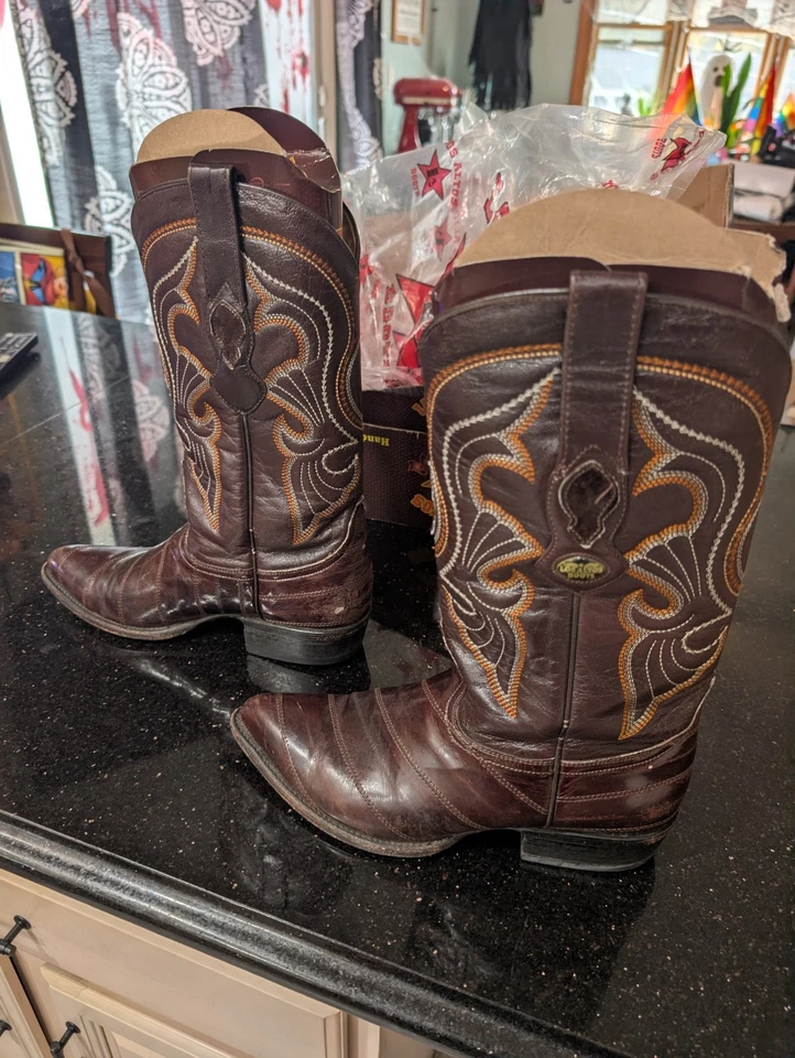 Botas de Vaquero Los Altos Para Hombre Talla 9 Ancho Anguila Genuinas EE Con *Caja Incorrecta Foto 3 de 4