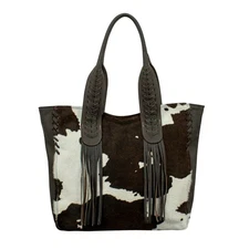 American West Womens Cowtown Hand-Stained Pony Hair-On Leather Handbag Bag OS