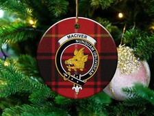 MacIver Clan Scottish Tartan Crest Ceramic Ornament