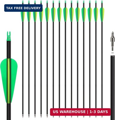 14 Pack 30'' Archery Carbon Arrows,Practice Hunting Arrow with Removable Tips Sha