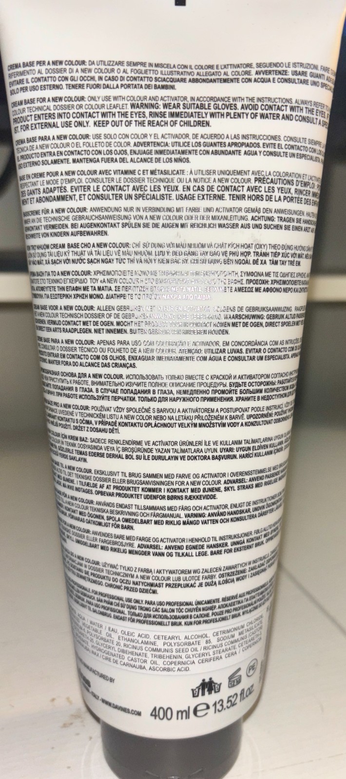 Davines A New Colour Cream Base 400ml 13.5oz Professional Salon Hair Color Base