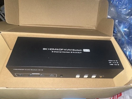 KVM Switch Audio-Video Processor 8K HDMI, DP USB 3.0, 3x3 Channel, Ultra HD