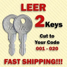 2 Leer Truck Cap Bed Cover Replacement Keys Cut to Your Code 001 - 020