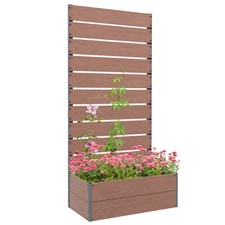 Outsunny Raised Garden Bed with Trellis and Drainage Hole, Planter Box Brown