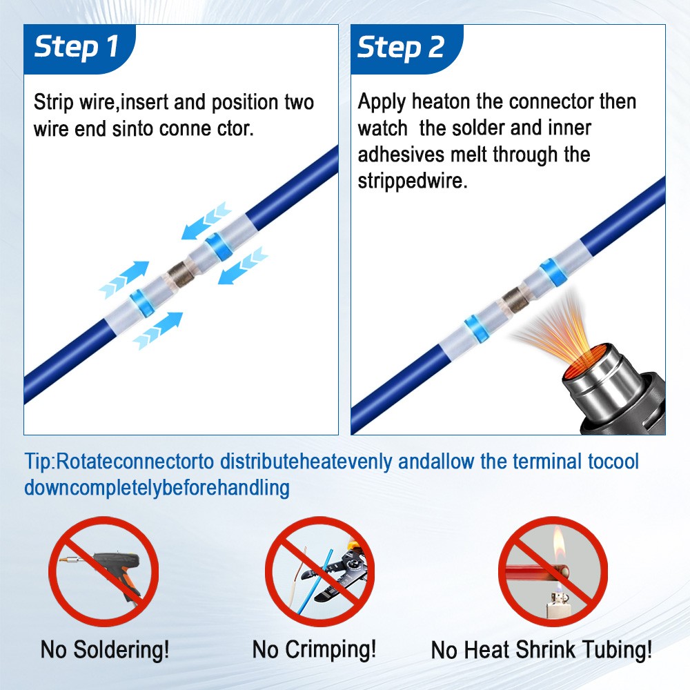 250PCS Waterproof Solder Seal Sleeve Heat Shrink Butt Wire Connectors Terminals