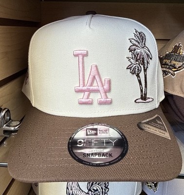 New Era Los Angeles Dodgers SnapBack Hat 9Fifty AF Ivory Brown Pink Palm Trees