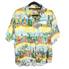 Handsome Hawaiian Shirt XL 100 Rayon Beach Beer Print