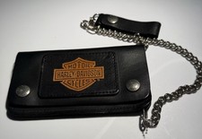 Harley-Davidson Chain Wallet Mens OS Black Le...