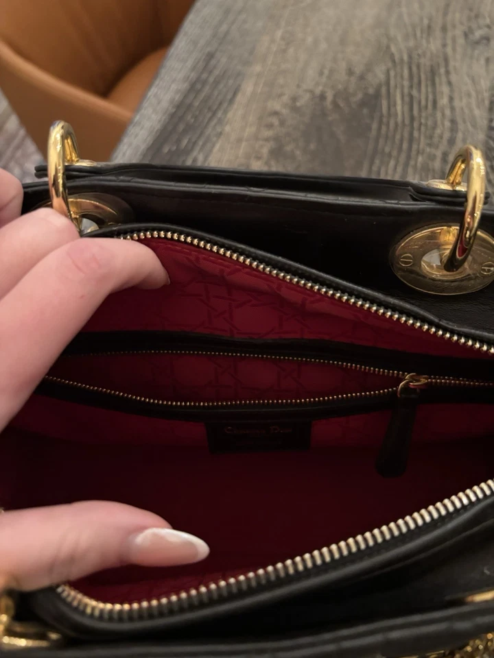 Dior Lady Dior Schultertasche Groß Schwarz Leder, Foto 4 von 5