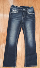 Glory Girl's 8 Blue Medium Wash Bootcut Embroidered Jeans, Used