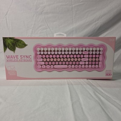 Ijoy Full Size Wave Sync Wireless Keyboard Pink Battery Portable USB 