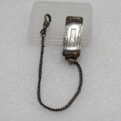 Antique Art Deco C.A. Marsh Co Sterling Silver Belt Slide Fob Pocket Watch Chain