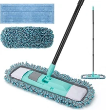 KeFanta Mops for Floor Cleaning with 2 Different Washable Mop Pads, Blue 