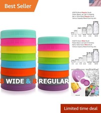 BPA-Free 16 Colored Mason Jar Lids: 8 Wide Regular for Leak-Proof Storage