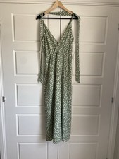Women’s Shein Green And White Patterned Midi Length Summer Dress