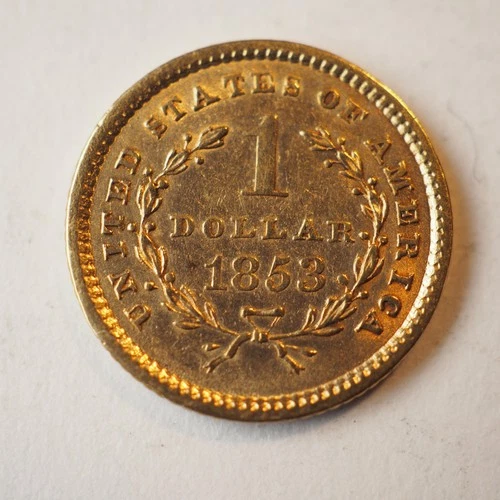 1853   $1 DOLLAR LIBERTY HEAD TYPE 1 GOLD COIN **OBV SCRATCH** FREE SHIPP! C1703