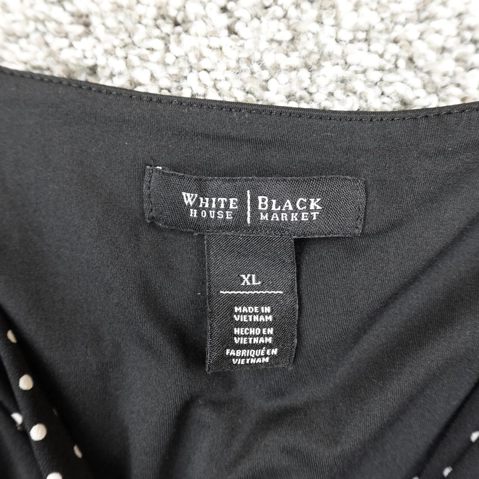 WHBM 衬衫女式 XL 黑色圆点无袖 T 恤褶皱弹力背心哥特式 — 第 4/4 张图片