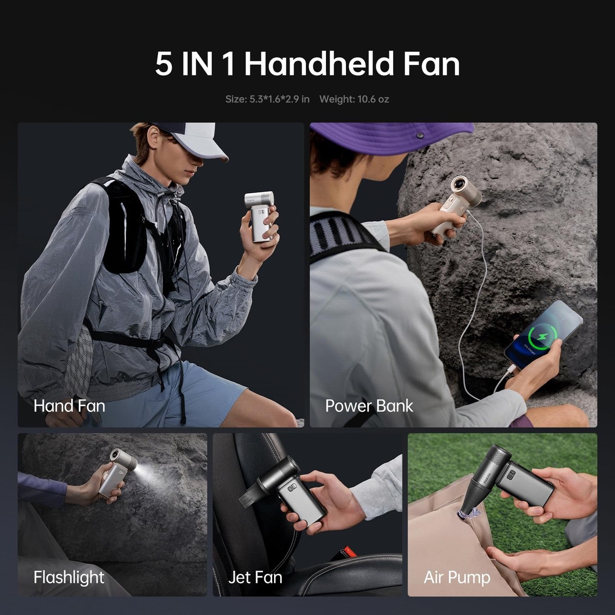 JISULIFE Portable Handheld Fan Ultra2 5.31 X 2.95 X 1.57 Inches