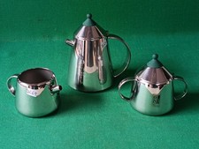 SET CAFFETTIERA LATTIERA ZUCCHERIERA MIA GUIDO BERGNA INOX 18/10 VINTAGE. DL69