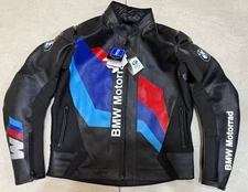 BMW Motorrad Black Motorcycle Racing Leather Jacket Genuine Cowhide Leather