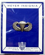 US Army & Air Force Basic Parachutist Oxidized Metal Badge Insignia Pin V2