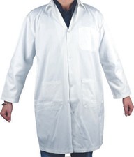 Eisco Lab Coat, Large - White Polyester / Cotton, Sleeves, 3 Pockets