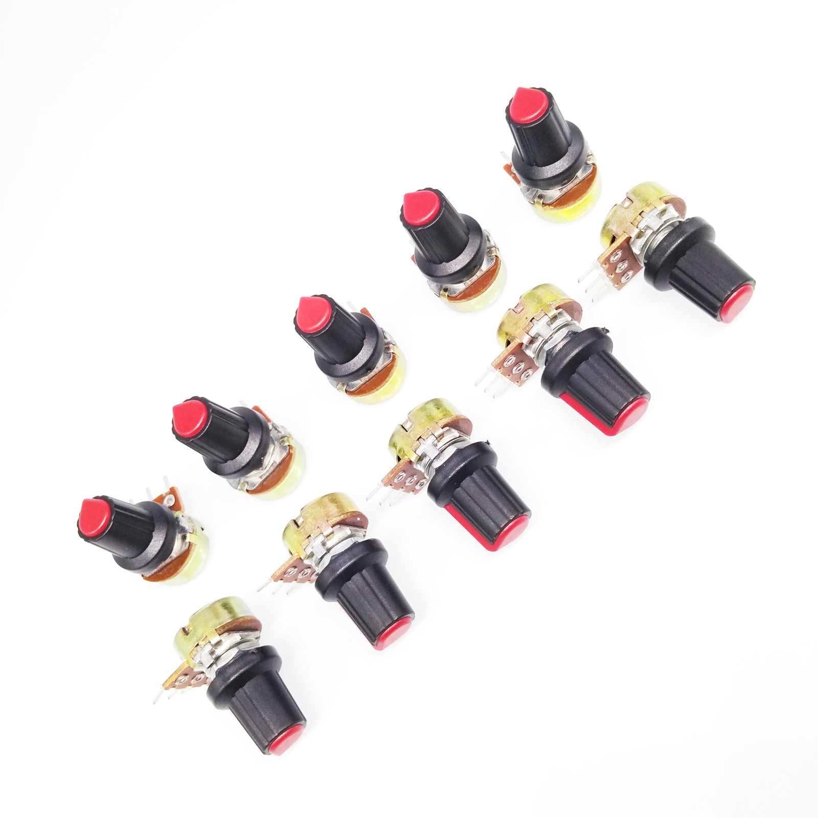 US Stock 10 Units 10K B10K OHM Linear Taper Rotary Potentiometer POT Red Knob