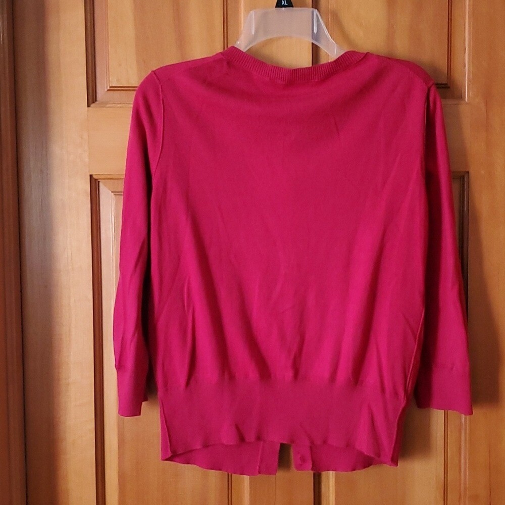 LOFT Womans Basic Lightweight Red Buttondown Card… - image 7