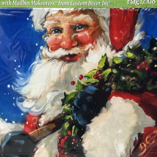Bandera de jardín de Navidad Santa 12""x18"" Hecha en EE. UU. Arte Original Fiestas Claus NUEVO - Imagen 2 de 10