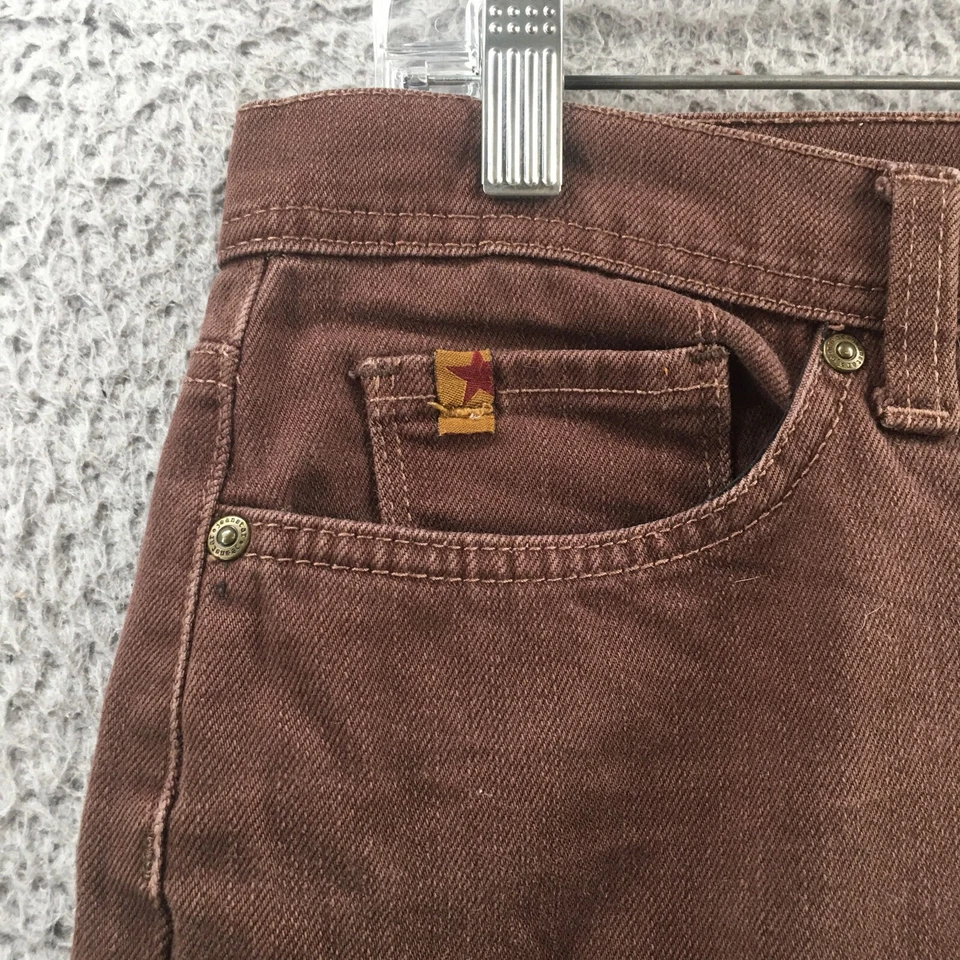 JeanStar прямые джинсы женщин 12 твердого коричневый середины подъема молнии мухи широкие ноги повседневный - Изображение 3 из 4