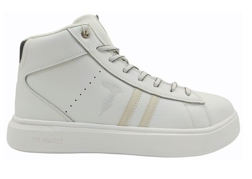Scarpe da uomo Trussardi 77A00374 sneakers alte platform casual pelle  bianche | eBay