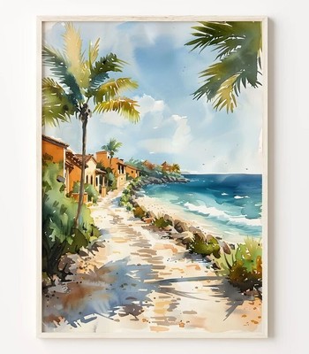 Isla Mujeres Watercolor Painting, Isla Mujeres Wall Art, Isla Mujeres Poster