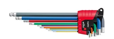 Wiha 41483 ErgoStar 9 Piece Multi Colour Ball End Hexagon Allen Key Set 1.5-10mm