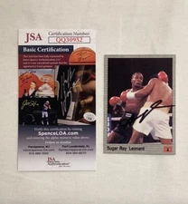 SUGAR RAY LEONARD 1991 AW SPORTS AUTO CARD #24 SIGNED AUTOGRAPH JSA COA