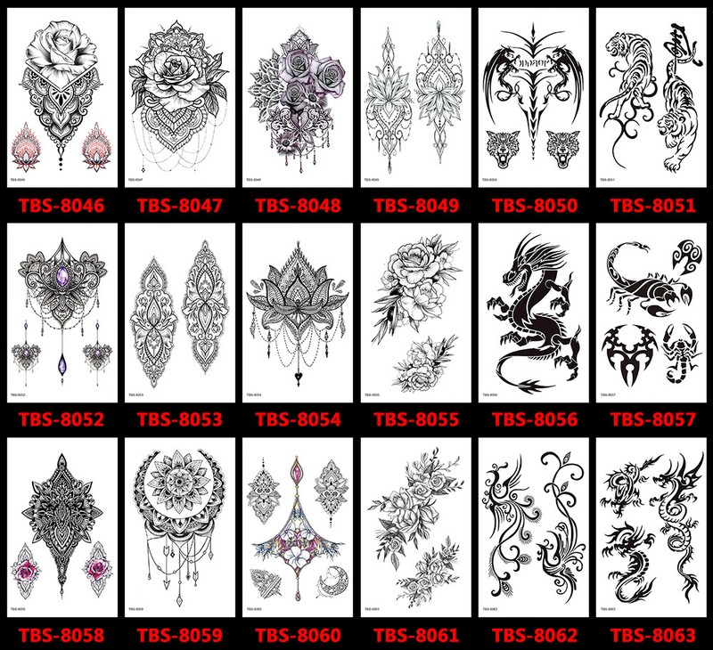 8 X Temporary Tattoos Body Arm Tattoo Sticker Half Sleeve Fake Waterproof US 
