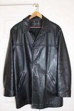 J. Crew black leather car coat men's size medium