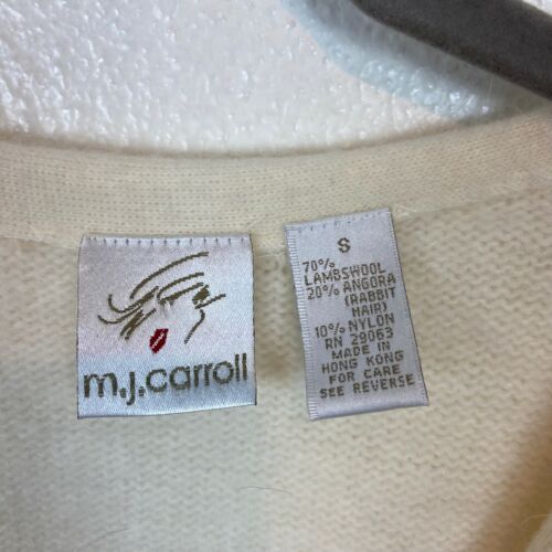 MJ Carroll Cardigan Sweater Women's Size Small Vintage 80s Cream Beaded Preppy - Picture 5 of 7